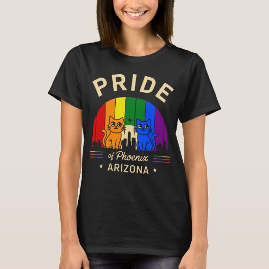 Hoogtepunten van Phoenix City Arizona USA Rainbow  T-shirt (Voorkant)