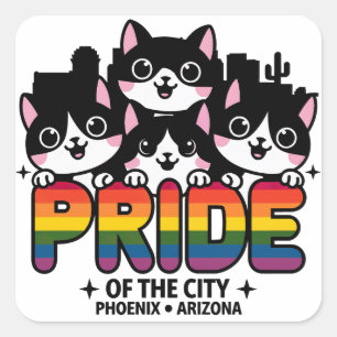 Hoogtepunten van Phoenix City Arizona USA Rainbow  Vierkante Sticker