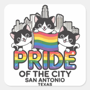 Hoogtepunten van San Antonio City Texas USA Rainbo Vierkante Sticker