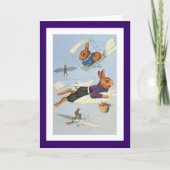 Hoogvliegende paashaas -  paashaas feestdagen kaart (Voorkant)