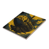 Hoogwaardige Steampunk Art Majestic Retro Airship Tegeltje (Zijkant)