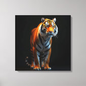 Hoogwaardige tijger op ware grootte op zwart| canvas afdruk (Voorkant)