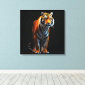 Hoogwaardige tijger op ware grootte op zwart| canvas afdruk (Insitu (Houten vloer))