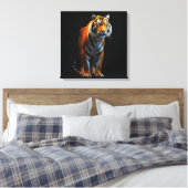 Hoogwaardige tijger op ware grootte op zwart| canvas afdruk (Insitu (Slaapkamer))