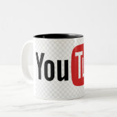 Hoogwaardige YouTube-Mok Tweekleurige Koffiemok (Voorkant links)