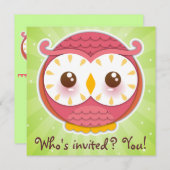 HooHoo Owl Uitnodiging (Voorkant / Achterkant)