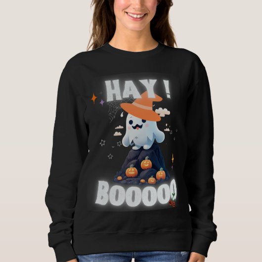 hooi boo schattig geest spooky Halloween pompoen Trui (Voorkant)