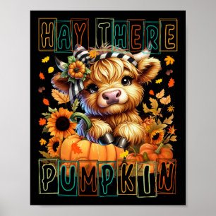 Hooi daar pompoen retro stijl Highland Koe voor Fa Poster