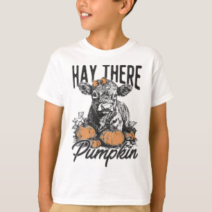 Hooi Daar Pompoen Schattige Koe Boerderij Herfst H T-shirt