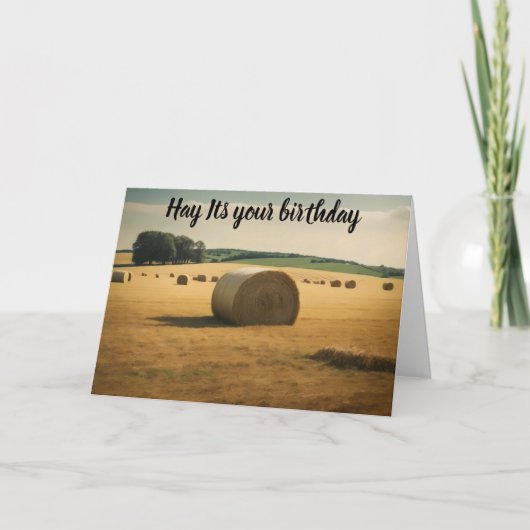 Hooi het is je verjaardag rond hooibaal verjaardag kaart (Voorkant)