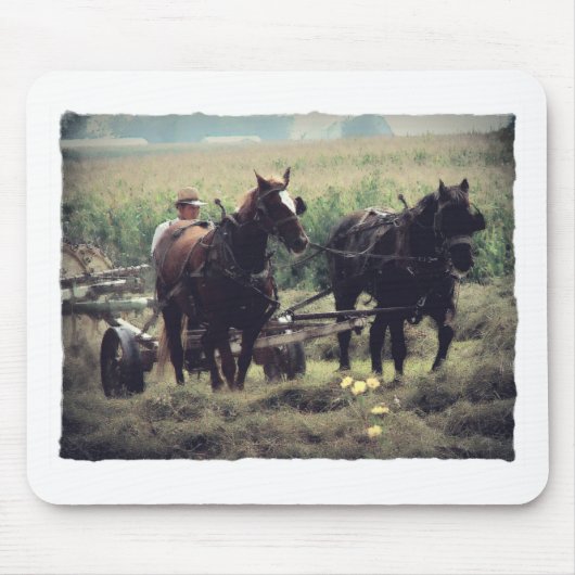 Hooi maken met paarden muismat (Voorkant)