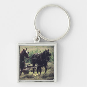 Hooi maken met paarden sleutelhanger