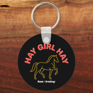 Hooi Meisje Hooi Retro Paard Grafisch 2026 Western Sleutelhanger