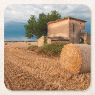 Hooibaal in veld in de Provence Kartonnen Onderzetters