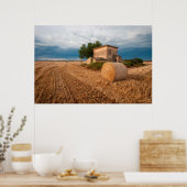 Hooibaal in veld in Provence Poster (Keuken)
