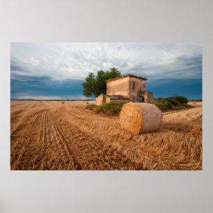 Hooibaal in veld in Provence Poster