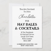 Hooibalen en cocktails Elegant vrijgezellenfeest Kaart (Voorkant)