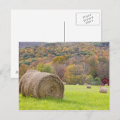 Hooibalen en herfst op boerderij; briefkaart (Voorkant / Achterkant)