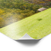 Hooibalen en herfsten foliën, op een boerderij in foto afdruk (Hoek)