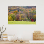 Hooibalen en herfsten foliën, op een boerderij in poster (Keuken)