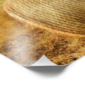 Hooibalen op boerderij grond foto afdruk (Hoek)