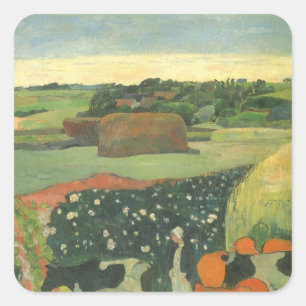 Hooibergen in Bretagne van Paul Gauguin, Vintage A Vierkante Sticker