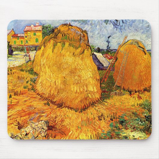 Hooibergen in Provence door Vincent van Gogh Muismat (Voorkant)