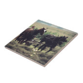 Hooien met paarden tegeltje (Zijkant)