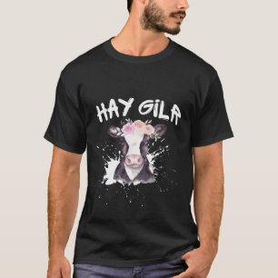Hooimêdchen boer grappige runderen koe boerderij l t-shirt