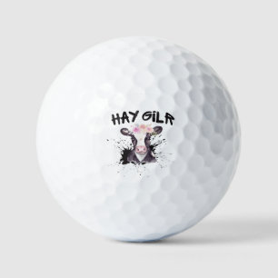 Hooimêdchen boer leuk rund koe boerderij liefhebbe golfballen
