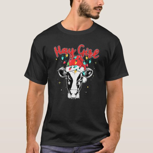 Hooimerg Boer Vee Koe Kerstmis T-shirt (Voorkant)