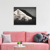 Hooischuur in zwart en wit canvas afdruk (Insitu (Woonkamer))