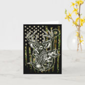 Hook Antler Heart Love Fishing Hunting Fish Deer H Kaart (Gele Bloem)