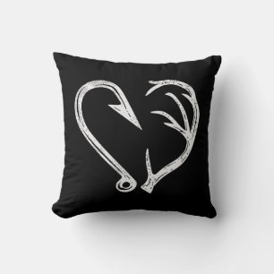 Hook Antler Heart Love Vist Hunting Fish Deer H Kussen