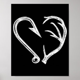 Hook Antler Heart Love Vist Hunting Fish Deer H Poster