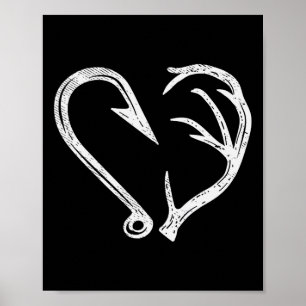 Hook Antler Heart Love Vist Hunting Fish Deer H Poster