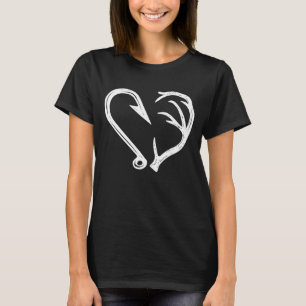 Hook Antler Heart Love Vist Hunting Fish Deer H T-shirt