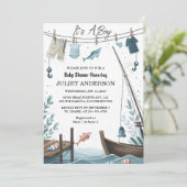 Hook Bait Fun Wood Little Fisherman Baby shower Kaart (Staand voorkant)