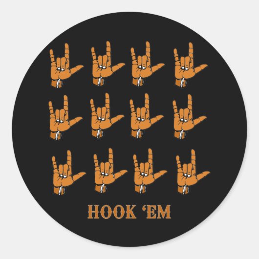 Hook Em Ronde Sticker (Voorkant)