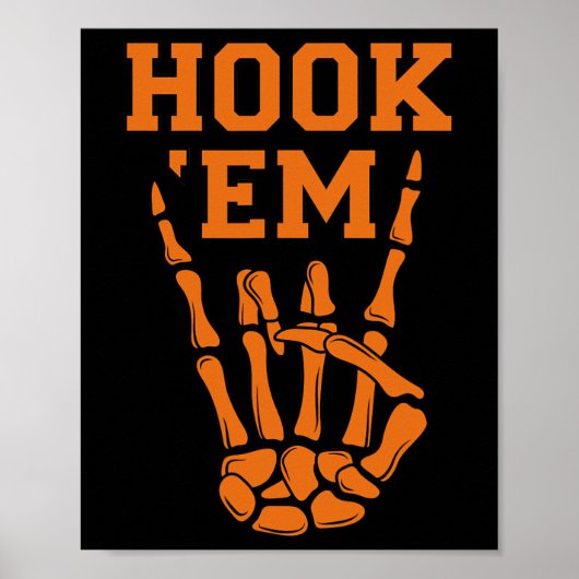 Hook em Skeleton Horns Halloween Poster (Voorkant)