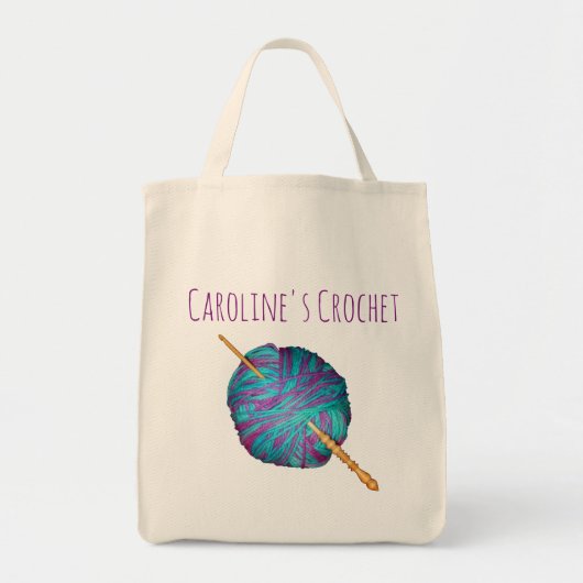 Hook en garen, gepersonaliseerd met jouw naam tote bag (Voorkant)
