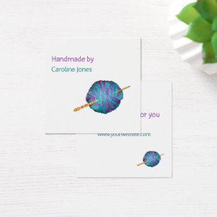 Hook en garen Handgemaakt door jouw naam Vierkante Visitekaartjes