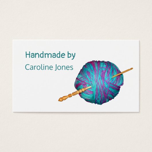 Hook en garen Handgemaakt met witte kaarten Visitekaartje (Voorkant)