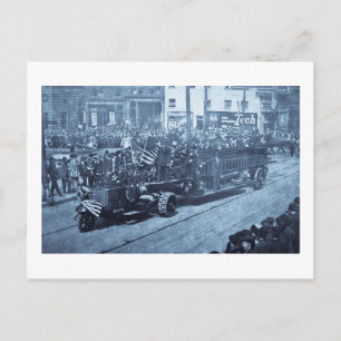 Hook en Ladder over de parade - Vinatge Briefkaart