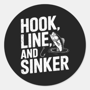 Hook Line en Sinker Fun voor Gevist liefhebbers Ronde Sticker