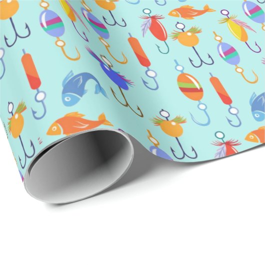 Hook Lure Fish Vist Patroon Cadeaupapier (Rol Hoek)