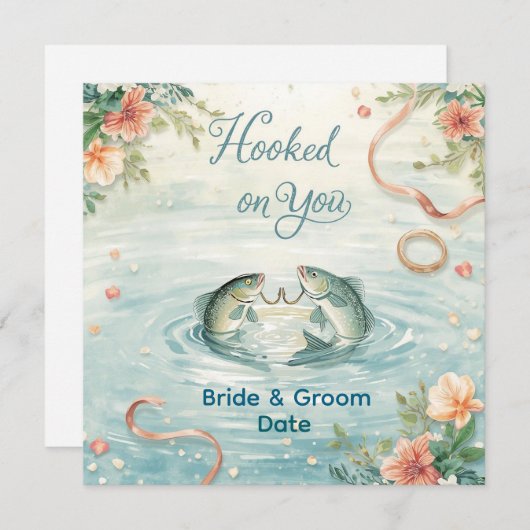 Hook on you for Fishing Lovers Invitation Kaart (Voorkant / Achterkant)