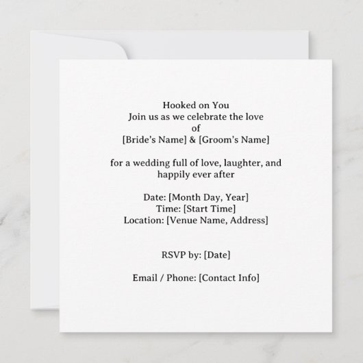 Hook on you for Fishing Lovers Invitation Kaart (Achterkant)