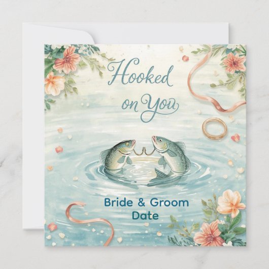 Hook on you for Fishing Lovers Invitation Kaart (Voorkant)