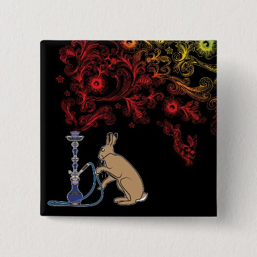 HOOKAH HARE VIERKANTE BUTTON 5,1 CM (Voorkant)
